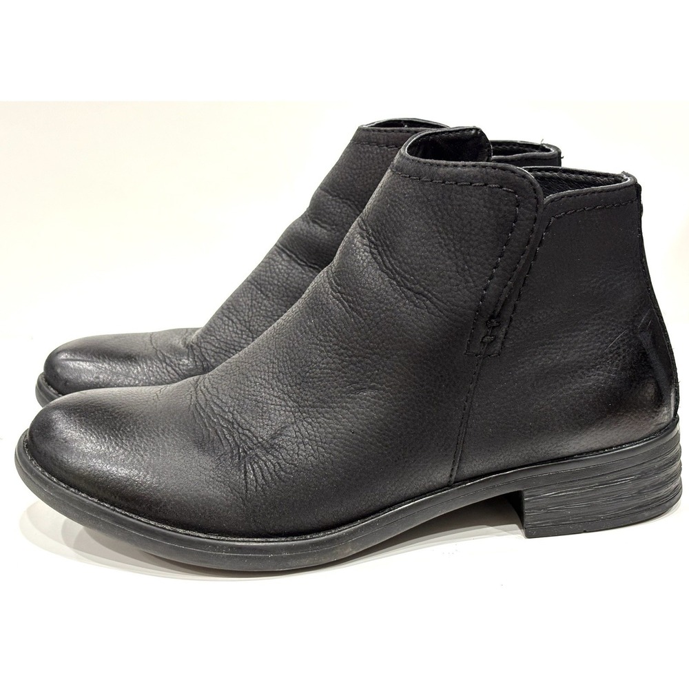 Bussola Trapani Black Leather Ankle Boots Side Zip Comfort Women's US 7.5 EU 38